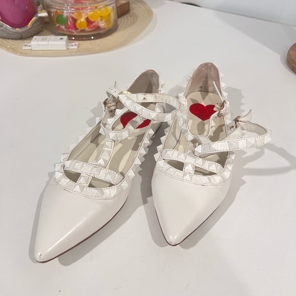 Rockstud Noir T-Strap Caged Ballerina Flats EU 38 - Picture 2 of 5